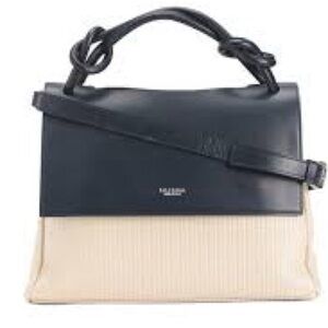 Lia Numa Made In Italy Canvas Braided Tote With Leather Flap